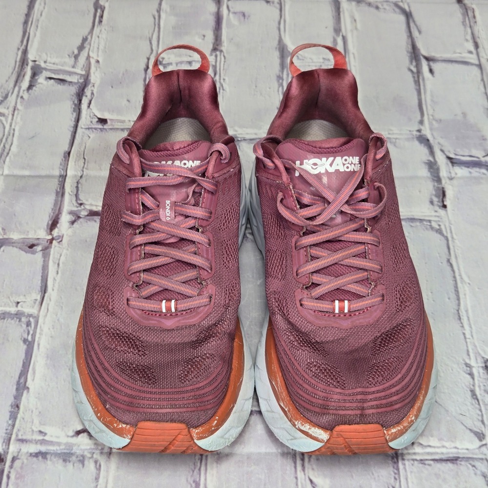 Hoka One One Bondi 6 Womens Sz 10 Running Athletic Shoes Mauve Orange Sneakers - Picture 5 of 10